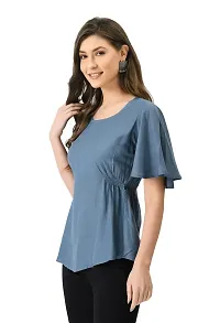 EZIS FASHION Women's Rayon Solid Regular Top | Grey | EZIS- T145-thumb3