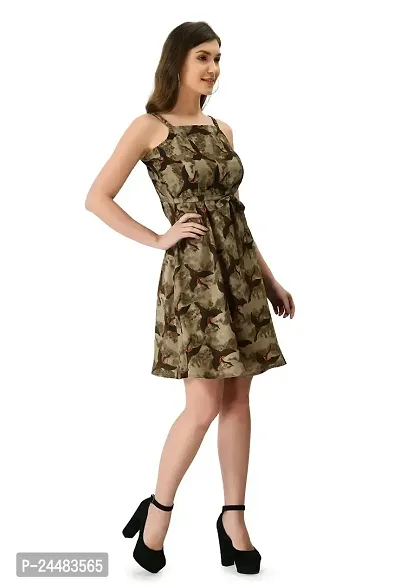 EZIS FASHION Women's Crepe Milk Print Calf Length Regular Dress | Multi | EZIS- D148-thumb3