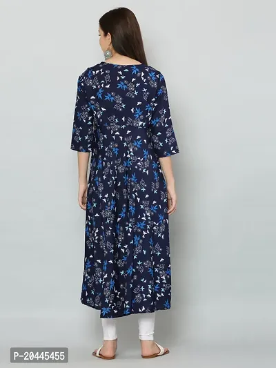 Stylish Navy Blue Crepe Printed Kurti For Women-thumb3