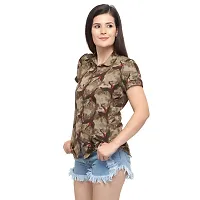 Elegant Brown Crepe Printed Shirt For Women-thumb1