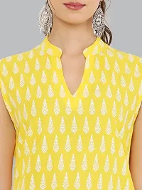 Stylish Yellow Cotton Printed Kurti For Women-thumb4