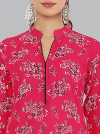 Stylish Pink Cotton Printed Kurti For Women-thumb4