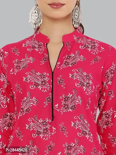 Stylish Pink Cotton Printed Kurti For Women-thumb5