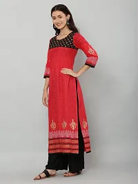 Stylish Red Cotton Printed Kurti For Women-thumb2