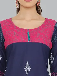 Stylish Blue Cotton Printed Kurti For Women-thumb4