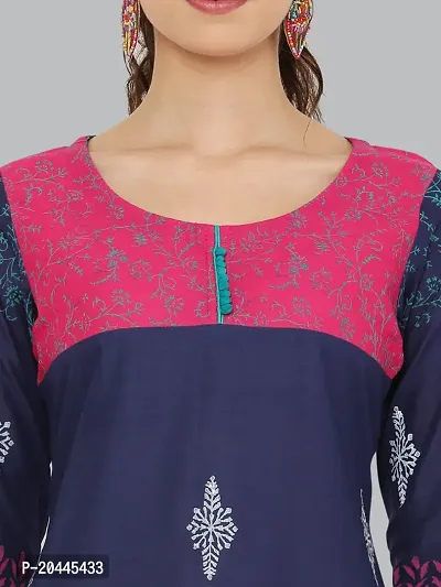 Stylish Blue Cotton Printed Kurti For Women-thumb5