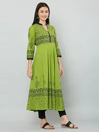 Stylish Green Cotton Printed Kurti For Women-thumb3