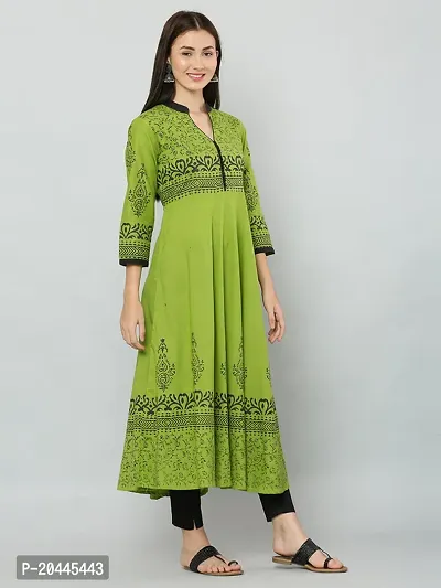 Stylish Green Cotton Printed Kurti For Women-thumb4