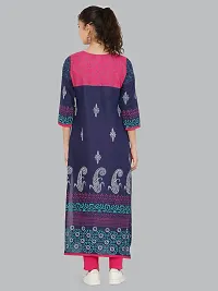 Stylish Blue Cotton Printed Kurti For Women-thumb2