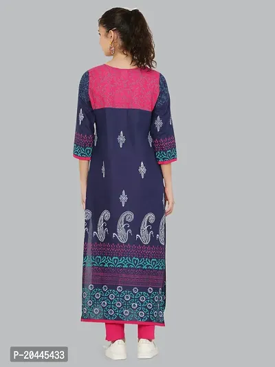 Stylish Blue Cotton Printed Kurti For Women-thumb3