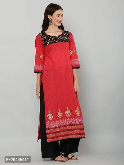 Stylish Red Cotton Printed Kurti For Women-thumb4