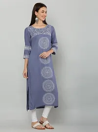 Stylish Grey Rayon Printed Kurti For Women-thumb1