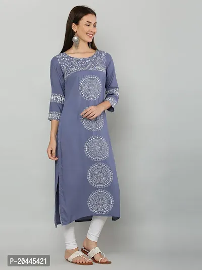 Stylish Grey Rayon Printed Kurti For Women-thumb2