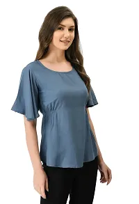 EZIS FASHION Women's Rayon Solid Regular Top | Grey | EZIS- T145-thumb2