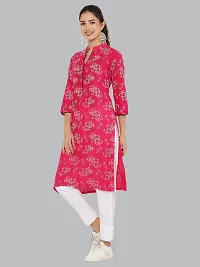 Stylish Pink Cotton Printed Kurti For Women-thumb3