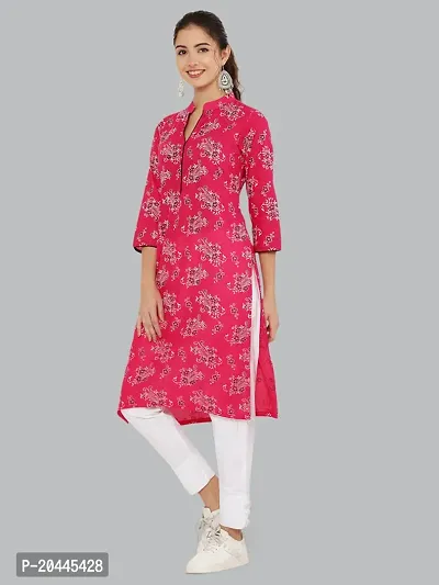 Stylish Pink Cotton Printed Kurti For Women-thumb4