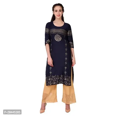 Stylish Black Cotton Printed Kurti For Women-thumb0