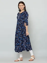 Stylish Navy Blue Crepe Printed Kurti For Women-thumb3