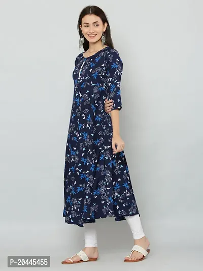 Stylish Navy Blue Crepe Printed Kurti For Women-thumb4