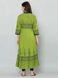 Stylish Green Cotton Printed Kurti For Women-thumb2