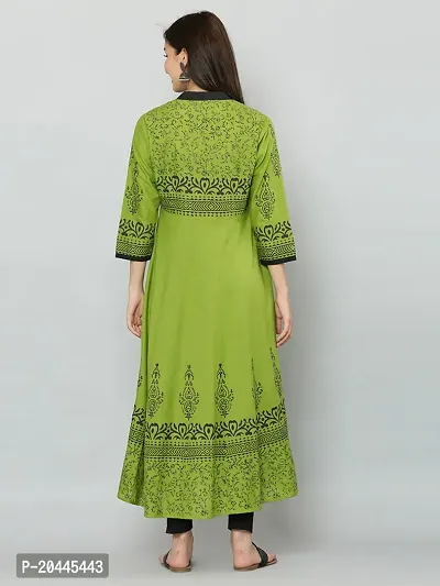 Stylish Green Cotton Printed Kurti For Women-thumb3