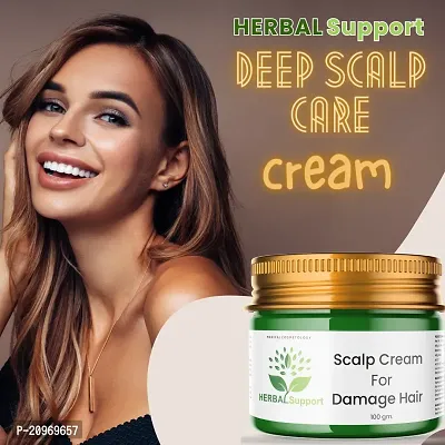 HerbalSupport Scalp Cream For Damage Hair Powerful Formula | Infused with Argan oil of Morocco and Silk Proteins | 100gm (Pack of 1)