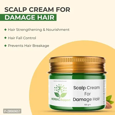 HerbalSupport Scalp Cream For Damage Hair Powerful Formula | Infused with Argan oil of Morocco and Silk Proteins | 100gm (Pack of 1)-thumb2