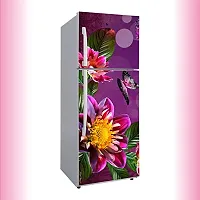 Abstract Decorative Flower Butterfly & dots Violet colourfull Vinyl Fridge Cover Wallpaper Poster Adhesive Vinyl Sticker Fridge wrap Decorative Sticker (PVC Vinyl Covering Area 60cm X 160cm) CFD0205-thumb1