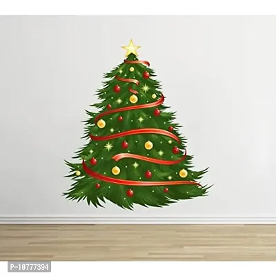 Byte Shop Decorative Christmas Tree PVC Vinyl self Adhesive Wall Sticker (Ideal Size on Wall: 55 cm x 50 cm, Multicolour)-thumb3