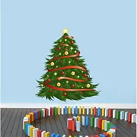 Byte Shop Decorative Christmas Tree PVC Vinyl self Adhesive Wall Sticker (Ideal Size on Wall: 55 cm x 50 cm, Multicolour)-thumb1