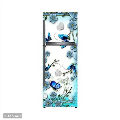 Abstract Decorative Sky Flower loveing Hearts Butterflies Vinyl Fridge Cover Wallpaper Poster Adhesive Vinyl Sticker Fridge wrap Decorative Sticker (PVC Vinyl Covering Area 60cm X 160cm) CFD0228-thumb3