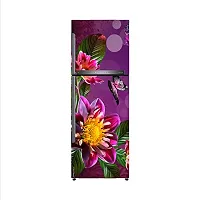 Abstract Decorative Flower Butterfly & dots Violet colourfull Vinyl Fridge Cover Wallpaper Poster Adhesive Vinyl Sticker Fridge wrap Decorative Sticker (PVC Vinyl Covering Area 60cm X 160cm) CFD0205-thumb2