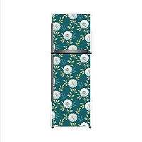 Abstract Decorative Yellow Leaves with White Flower Vinyl Fridge Cover Wallpaper Poster Adhesive Vinyl Sticker Fridge wrap Decorative Sticker (PVC Vinyl Covering Area 60cm X 160cm) CFD0208-thumb2