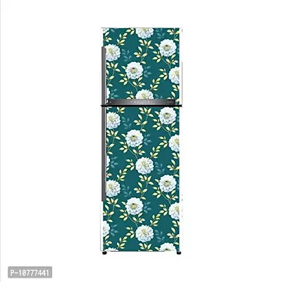 Abstract Decorative Yellow Leaves with White Flower Vinyl Fridge Cover Wallpaper Poster Adhesive Vinyl Sticker Fridge wrap Decorative Sticker (PVC Vinyl Covering Area 60cm X 160cm) CFD0208-thumb3