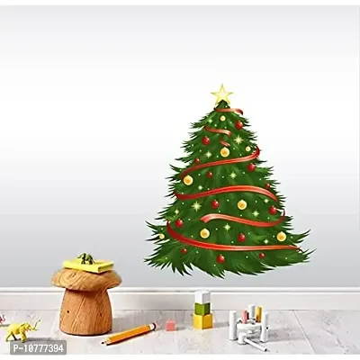 Byte Shop Decorative Christmas Tree PVC Vinyl self Adhesive Wall Sticker (Ideal Size on Wall: 55 cm x 50 cm, Multicolour)-thumb5