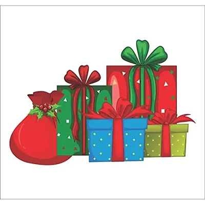 Byte Shop Santa's Gifts for Kids PVC Vinyl self Adhesive Wall Sticker (Ideal Size on Wall: 40 cm x 61 cm, Multicolour)