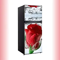Abstract red Rose with Water Vinyl Fridge Cover Wallpaper Poster Adhesive Vinyl Sticker Fridge wrap Decorative Sticker (PVC Vinyl Covering Area 60cm X 160cm) CFD0218-thumb1
