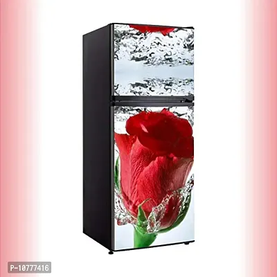 Abstract red Rose with Water Vinyl Fridge Cover Wallpaper Poster Adhesive Vinyl Sticker Fridge wrap Decorative Sticker (PVC Vinyl Covering Area 60cm X 160cm) CFD0218-thumb2