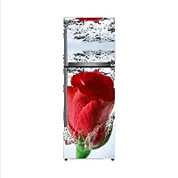 Abstract red Rose with Water Vinyl Fridge Cover Wallpaper Poster Adhesive Vinyl Sticker Fridge wrap Decorative Sticker (PVC Vinyl Covering Area 60cm X 160cm) CFD0218-thumb2