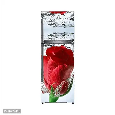 Abstract red Rose with Water Vinyl Fridge Cover Wallpaper Poster Adhesive Vinyl Sticker Fridge wrap Decorative Sticker (PVC Vinyl Covering Area 60cm X 160cm) CFD0218-thumb3
