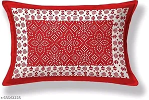 Krishna Store Rajsthani Prints Embrodarry Print Jaipuri Cotton Bed Sheet for Single Bed / Diwan Bedsheet with One Pillow Cover Size 60 x 90 Inch (Red)-thumb3