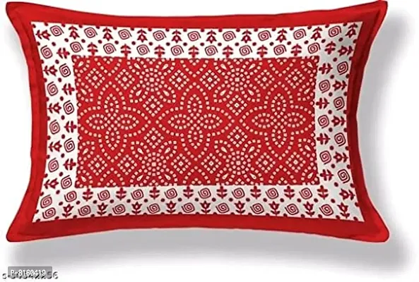 Krishna Store Rajsthani Prints Embrodarry Print Jaipuri Cotton Bed Sheet for Single Bed / Diwan Bedsheet with One Pillow Cover Size 60 x 90 Inch (Red)-thumb4