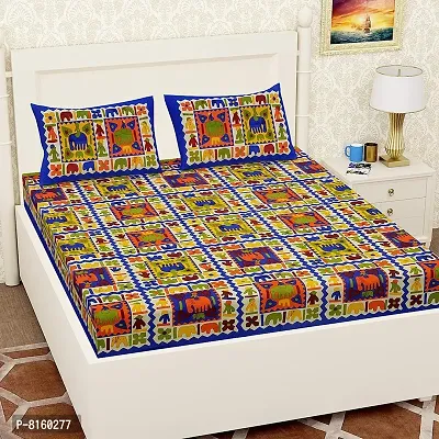 ADHIYAGYA Present Cotton Rajasthani Jaipuri Traditional Double Bedsheet (King Size, Multicolor.)-thumb4