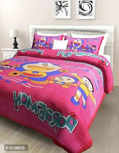 Krishna Handloom Jaipuri Print Cotton Bed Sheet for Double Bed with Two Pillow Cover Size 90 x 100 Inch Doremon-thumb2