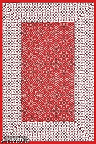 Krishna Store Rajsthani Prints Embrodarry Print Jaipuri Cotton Bed Sheet for Single Bed / Diwan Bedsheet with One Pillow Cover Size 60 x 90 Inch (Red)-thumb2