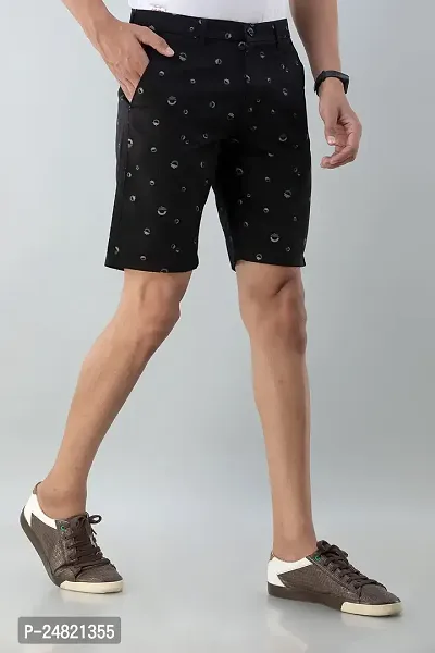 STYLE ACCORD Men Printed Chino Shorts (34, Black)-thumb3
