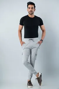 STYLE ACCORD Men 4 Pocket Lycra TRAK Pants Jogger (36, Light Grey)-thumb4