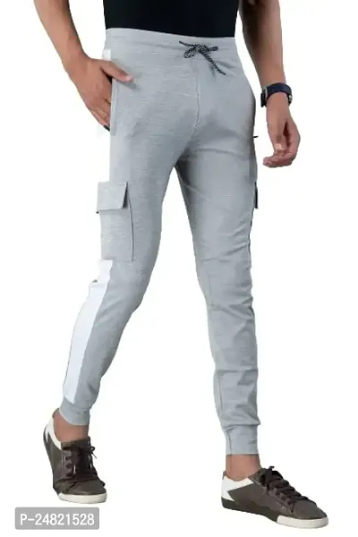 STYLE ACCORD Men Lycra 4 Pocket Track Pant (XL, Light Grey)-thumb0