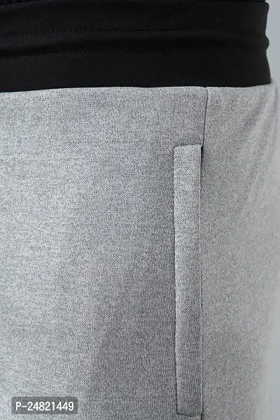 Men's Lycra Colour Block Regular Shorts (L, Light Grey)-thumb5