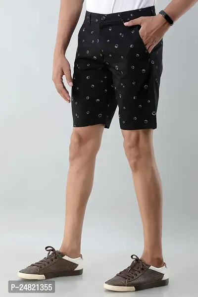 STYLE ACCORD Men Printed Chino Shorts (34, Black)-thumb0